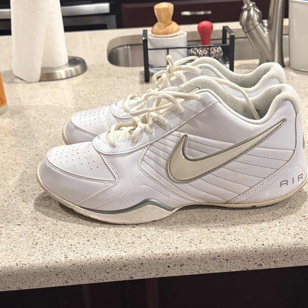 Nike Air White and Gold Athletic Shoes